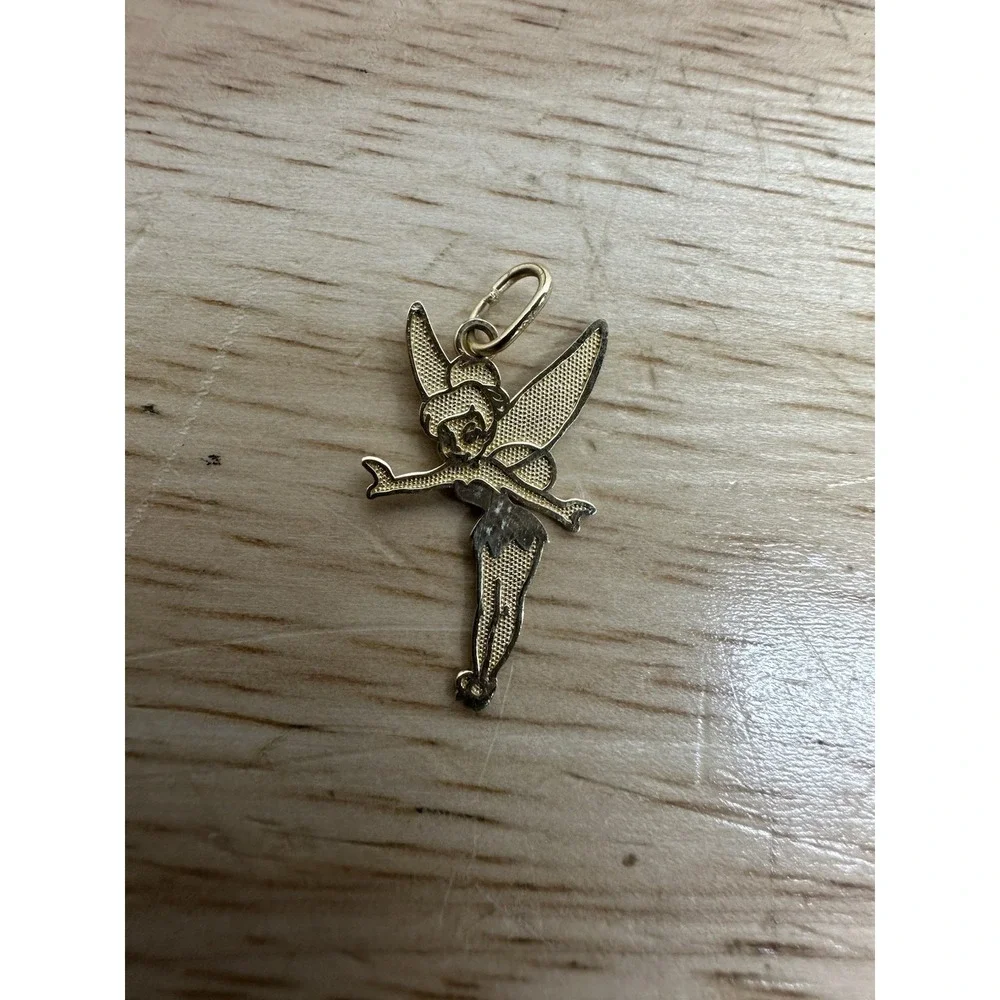 Disney 10k Yellow Gold Tinker Bell Charm Pendant Fairy Wings Tinkerbell